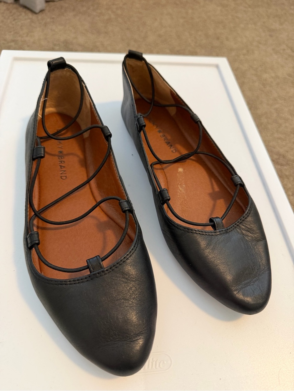 Women's Black Lace-Up Pointed Toe Flats - Lucky Brand